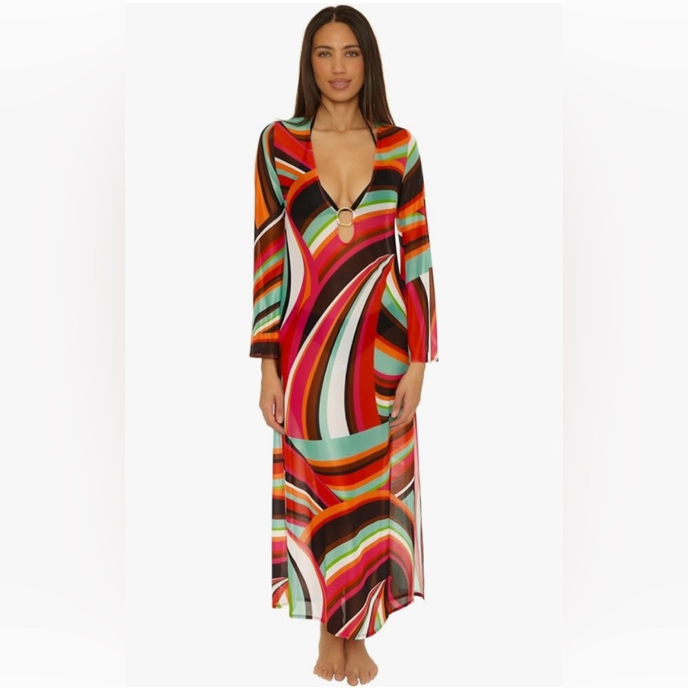 NWT Trina Turk Fontaine Mesh Maxi Dress Coverup Multicolor